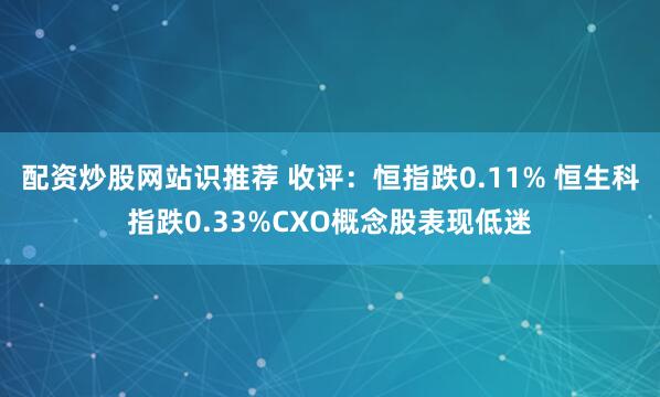 配资炒股网站识推荐 收评：恒指跌0.11% 恒生科指跌0.33%CXO概念股表现低迷